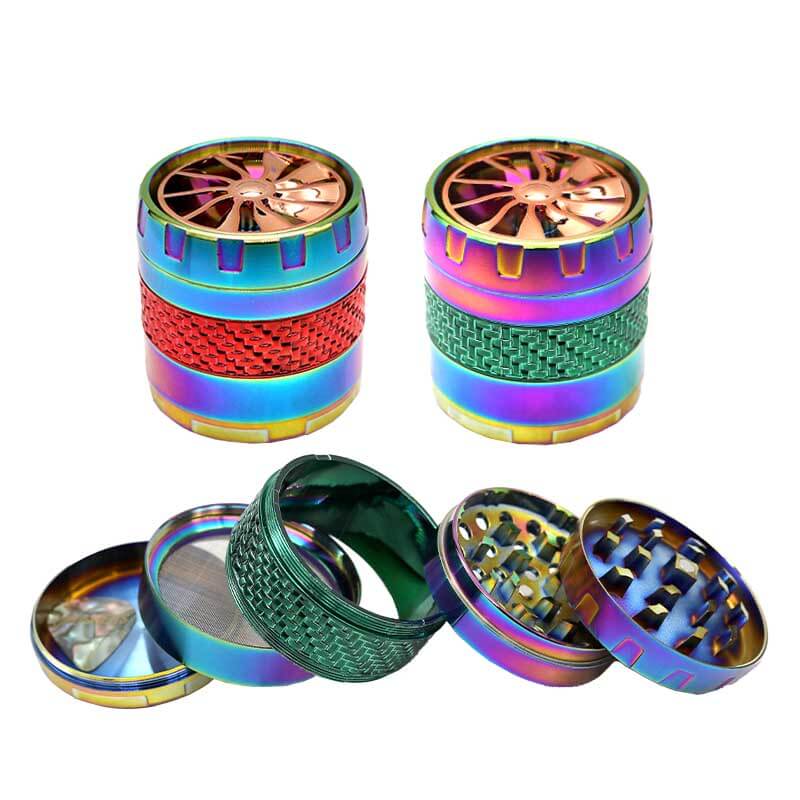 Crushers Spinning Top Rainbow Shaded 4 Part Grinder (GR213) | 63mm | Assorted Colors product image
